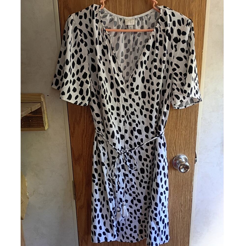 A New Day Animal Print Tassel Tie Midi Dress Casual Resort Vacation Medium